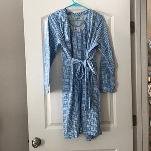 Blue/White Maternity/Nursing Gown and Robe Set